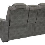 Ashley Furniture - Next-Gen Power Loveseat With Console - Slate - Dark Gray Faux Leather - Loveseats - Additional View 4