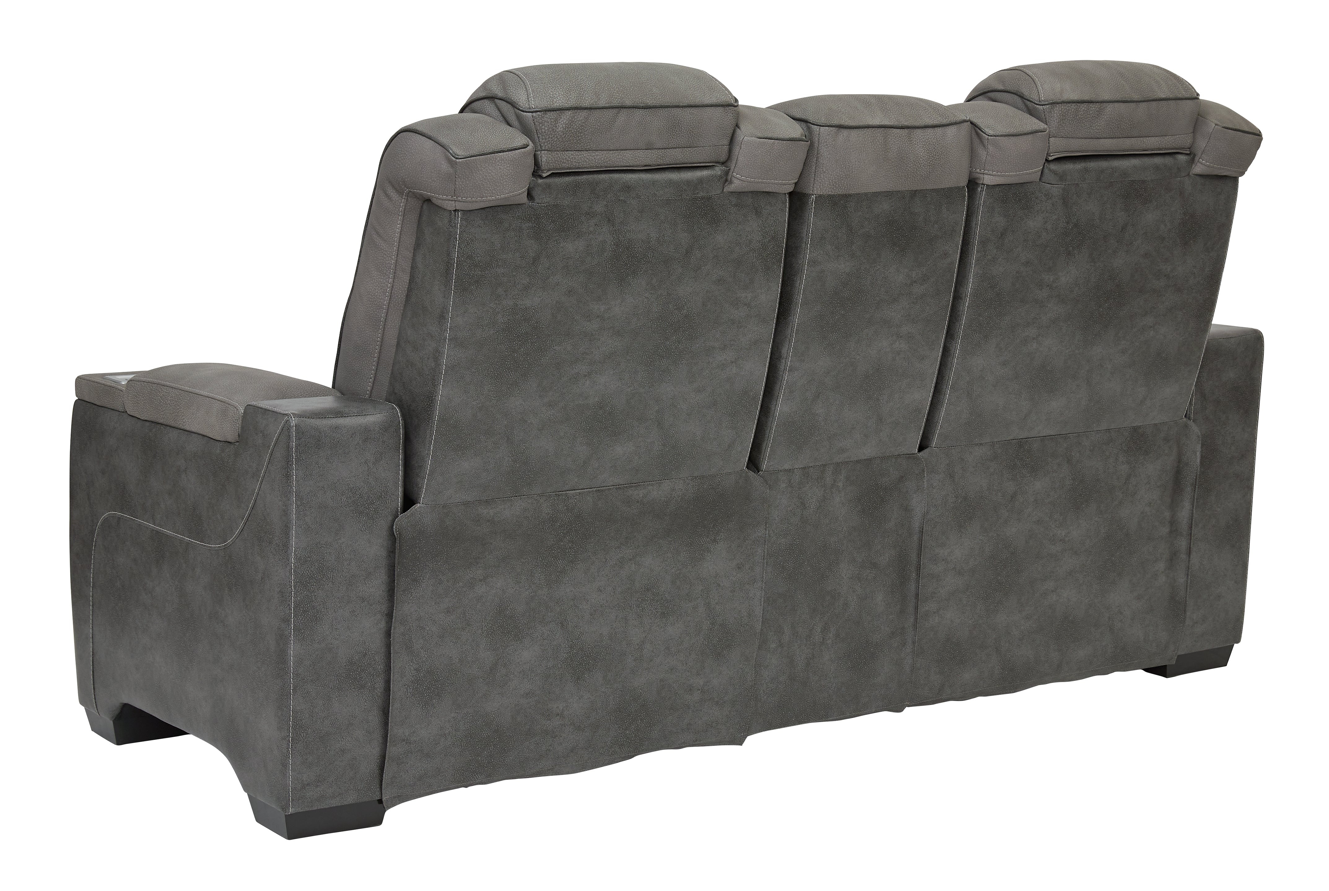 Ashley Furniture - Next-Gen Power Loveseat With Console - Slate - Dark Gray Faux Leather - Loveseats - Additional View 4