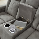 Ashley Furniture - Next-Gen Power Loveseat With Console - Slate - Dark Gray Faux Leather - Loveseats - Additional View 5