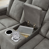 Ashley Furniture - Next-Gen Power Loveseat With Console - Slate - Dark Gray Faux Leather - Loveseats - Additional View 5