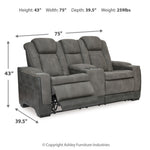 Ashley Furniture - Next-Gen Power Loveseat With Console - Slate - Dark Gray Faux Leather - Loveseats - Additional View 13