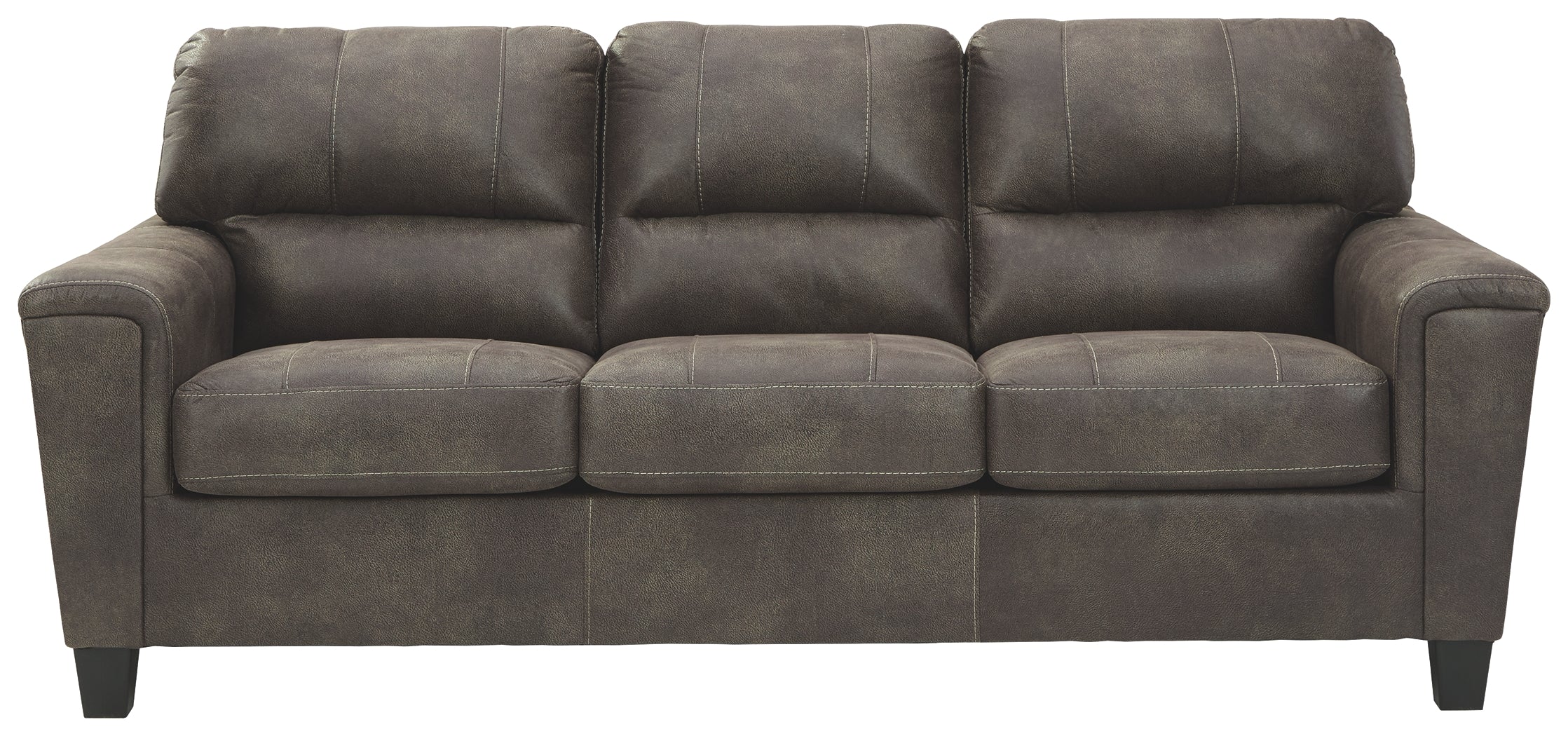 Ashley Furniture - NAVI SMOKE SOFA - Dark Gray Faux Leather - Sofas