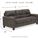 Ashley Furniture - NAVI SMOKE SOFA - Dark Gray Faux Leather - Sofas - Additional View 3