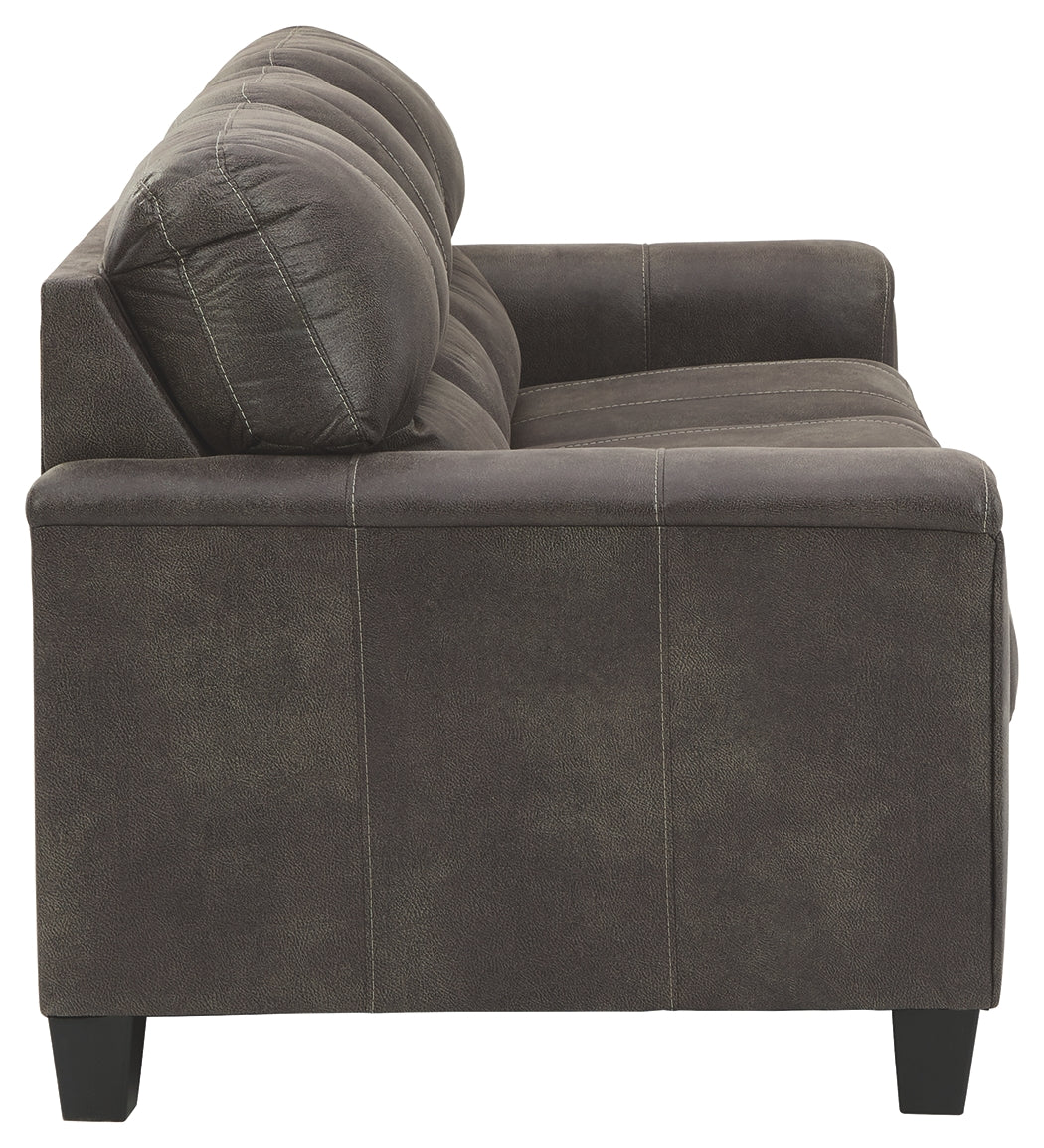 Ashley Furniture - NAVI SMOKE SOFA - Dark Gray Faux Leather - Sofas - Additional View 4
