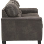 Ashley Furniture - NAVI SMOKE SOFA - Dark Gray Faux Leather - Sofas - Additional View 4