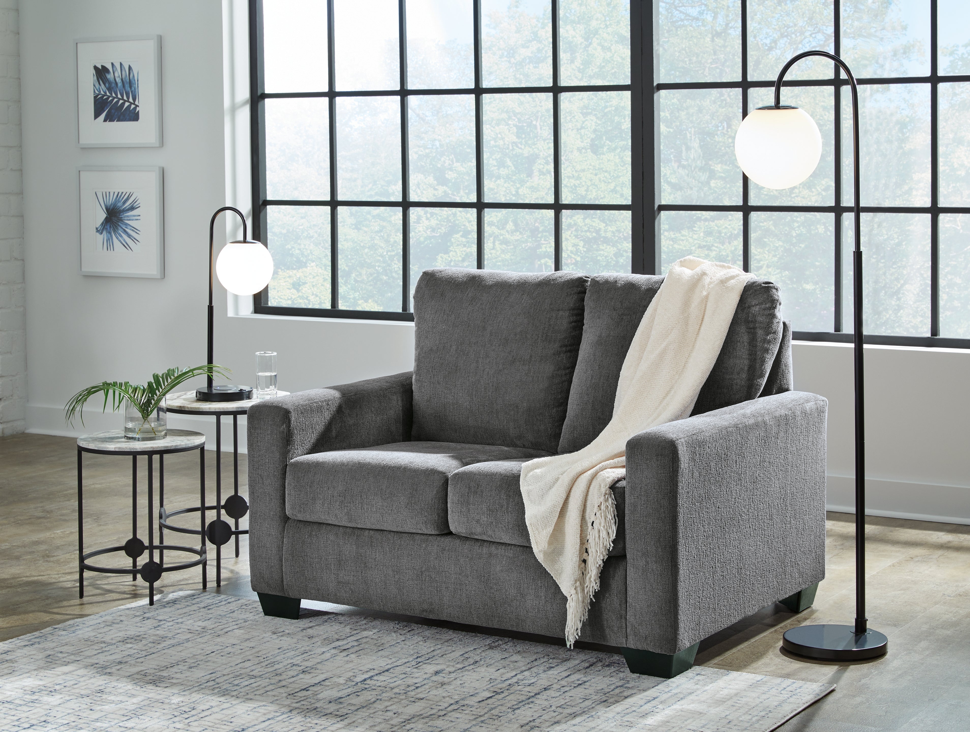 Ashley Furniture - Rannis Twin Sofa Sleeper - Pewter - Dark Gray Fabric - Sofas - Additional View 1