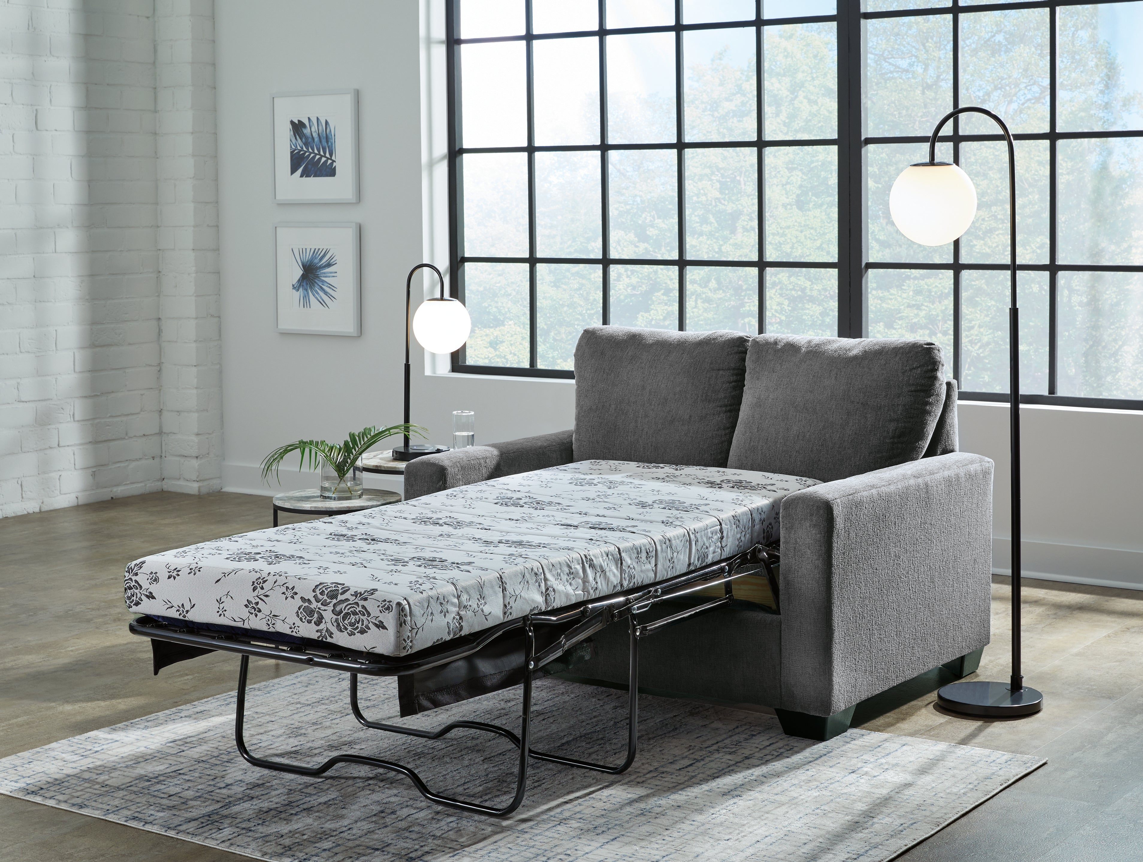 Ashley Furniture - Rannis Twin Sofa Sleeper - Pewter - Dark Gray Fabric - Sofas - Additional View 8
