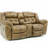 Hudson Leather Reclining Loveseat With Console - Saddle - Additional View 1