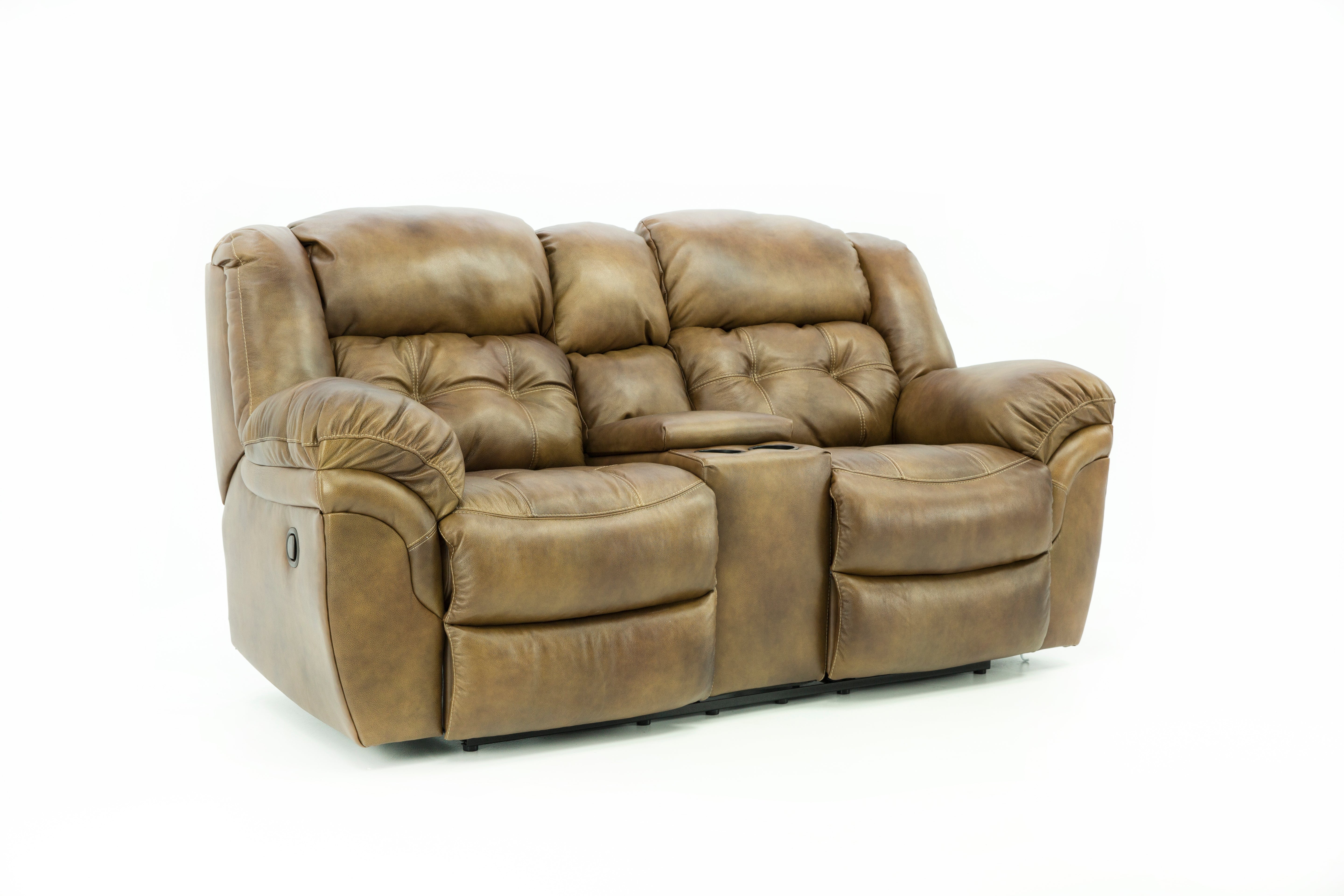 Hudson Leather Reclining Loveseat With Console - Saddle - Additional View 1