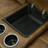 Hudson Leather Reclining Loveseat With Console - Saddle - Additional View 5