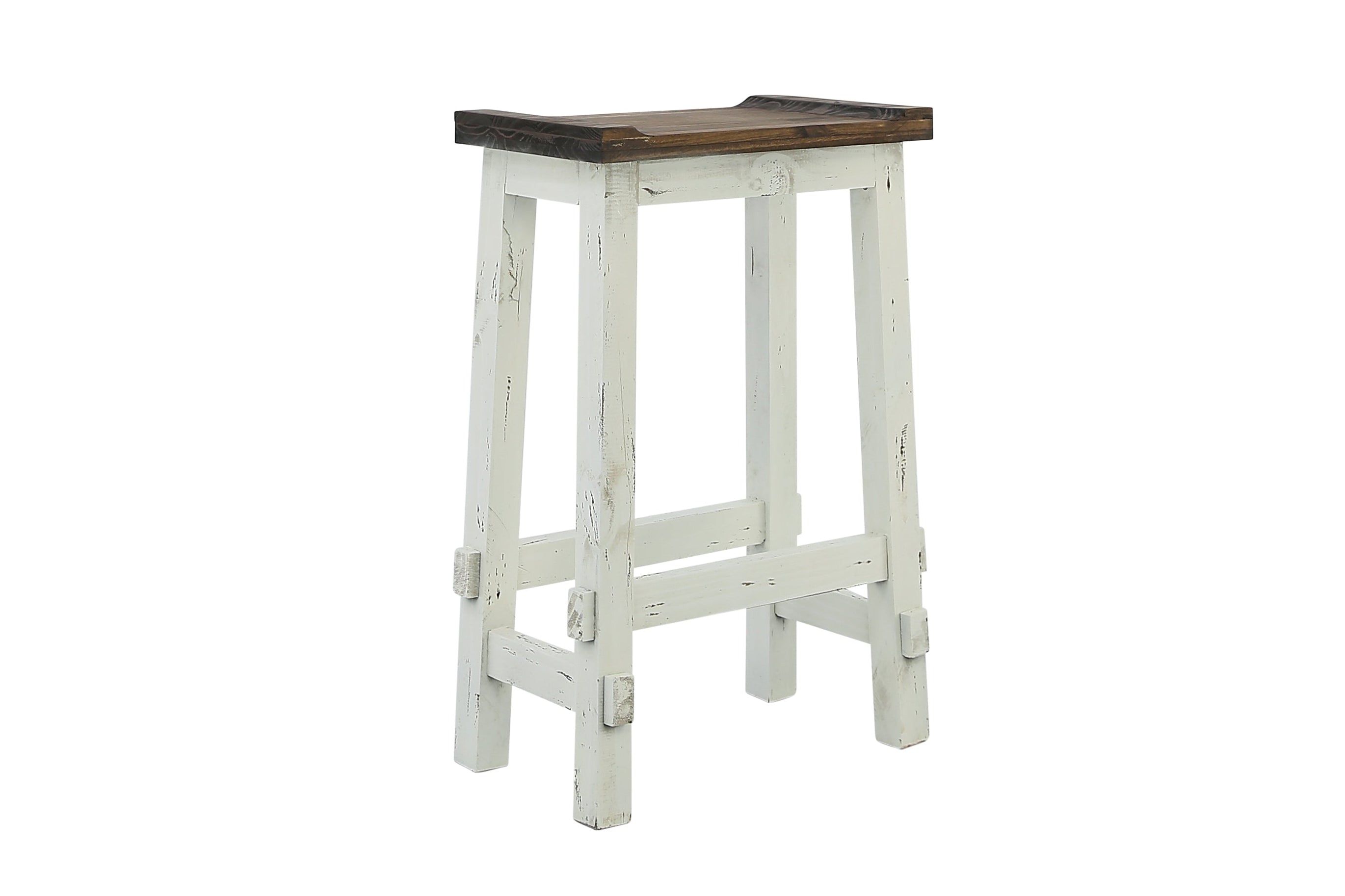 Lawman 30" Saddle Stool - White - Additional View 1