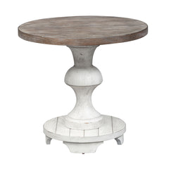 Liberty Furniture - SEDONA ROUND END TABLE - White|Dark Brown Wood - Tables