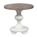 Liberty Furniture - SEDONA ROUND END TABLE - White|Dark Brown Wood - Tables - Additional View 2