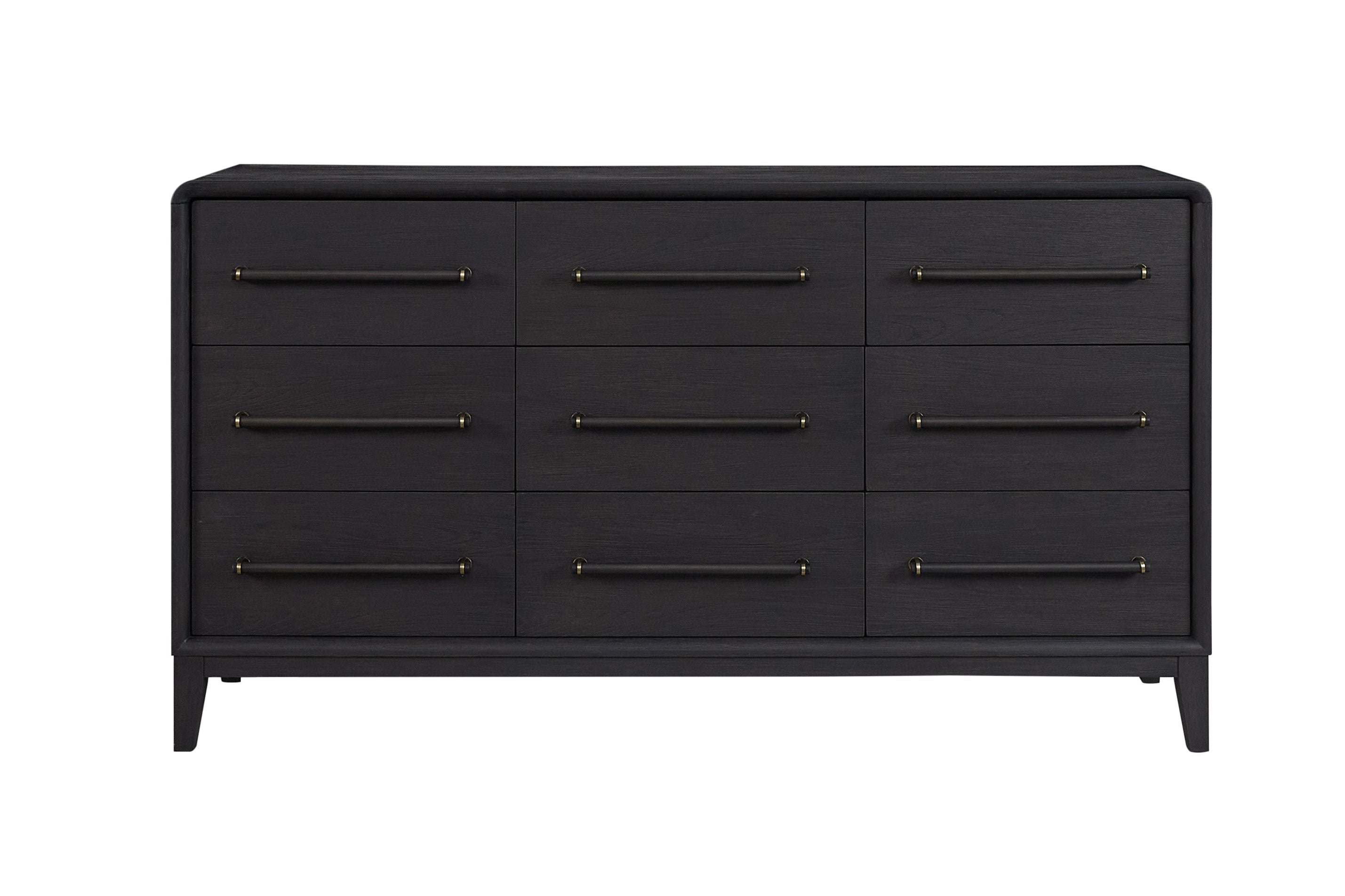 Bernards - Elure 9-Drawer Dresser - Black Wood - Dresser & Mirror