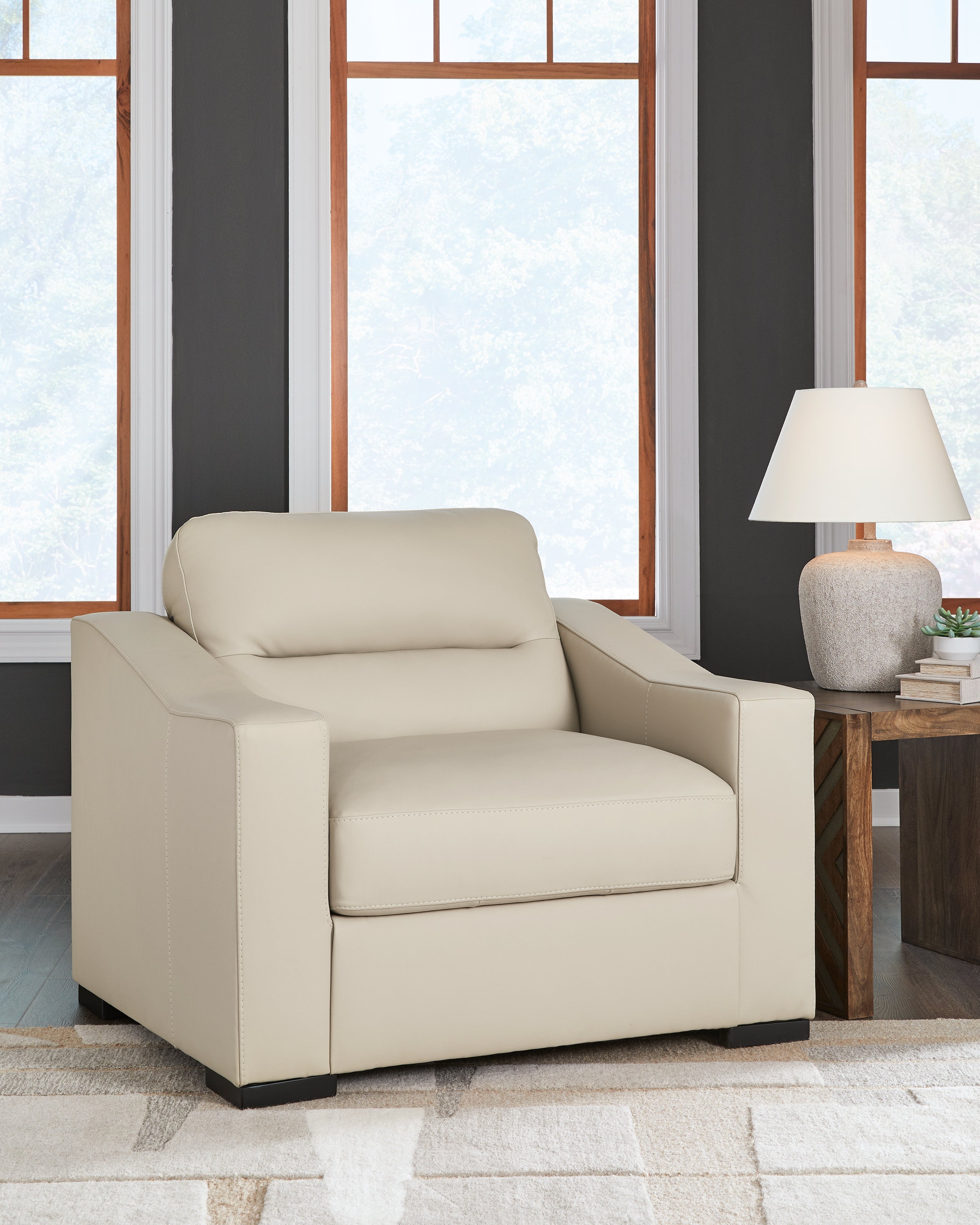 Ashley Furniture - TRESURE TROVE ALMOND OVERSIZED CHAIR - White Leather Match - Chairs - Additional View 1