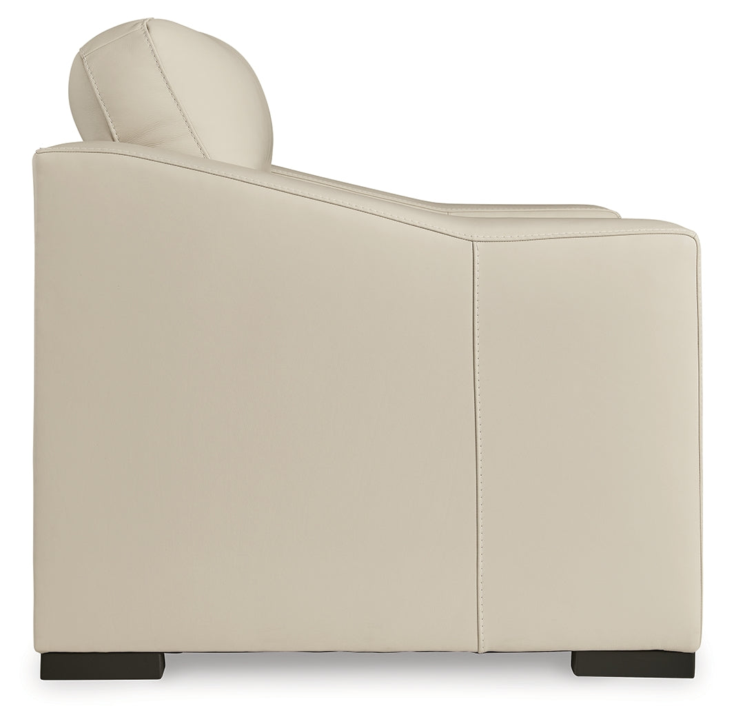 Ashley Furniture - TRESURE TROVE ALMOND OVERSIZED CHAIR - White Leather Match - Chairs - Additional View 3