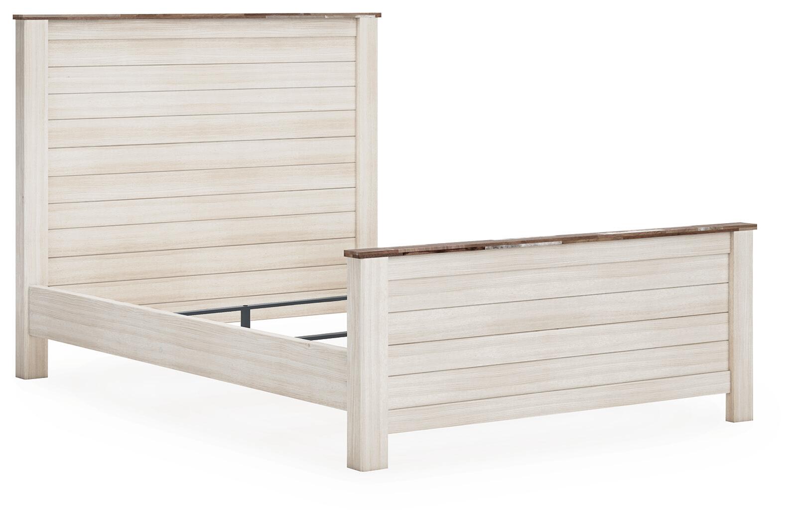 Ashley Furniture - Willowton Queen Bed - Beige Wood - Beds