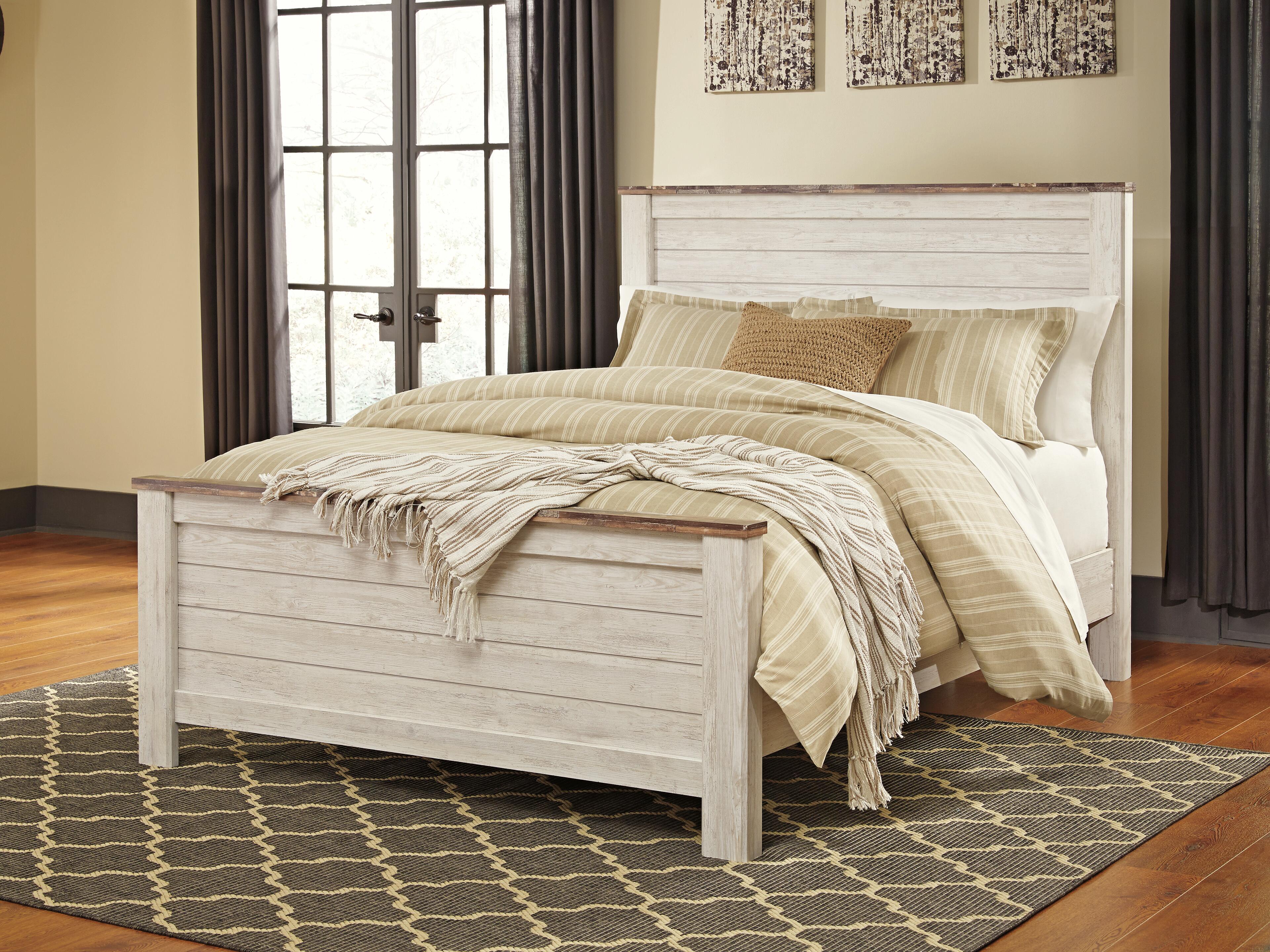 Ashley Furniture - Willowton Queen Bed - Beige Wood - Beds - Additional View 1