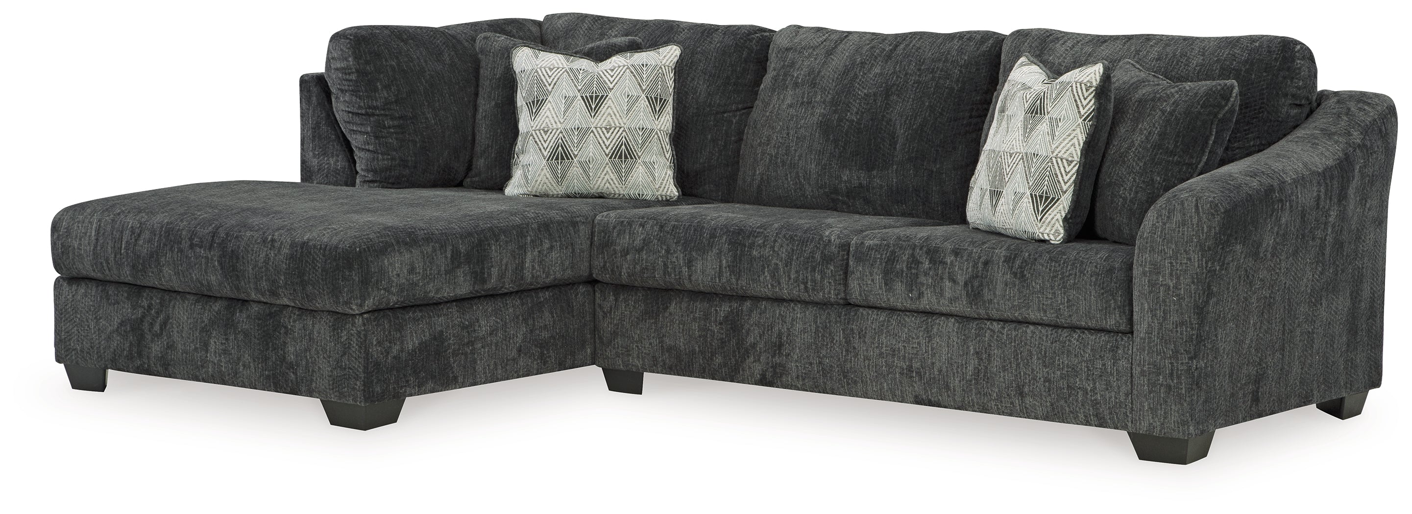 Ashley Furniture - Biddeford Ebony 2 Piece Sectional - Black Fabric - Sectionals