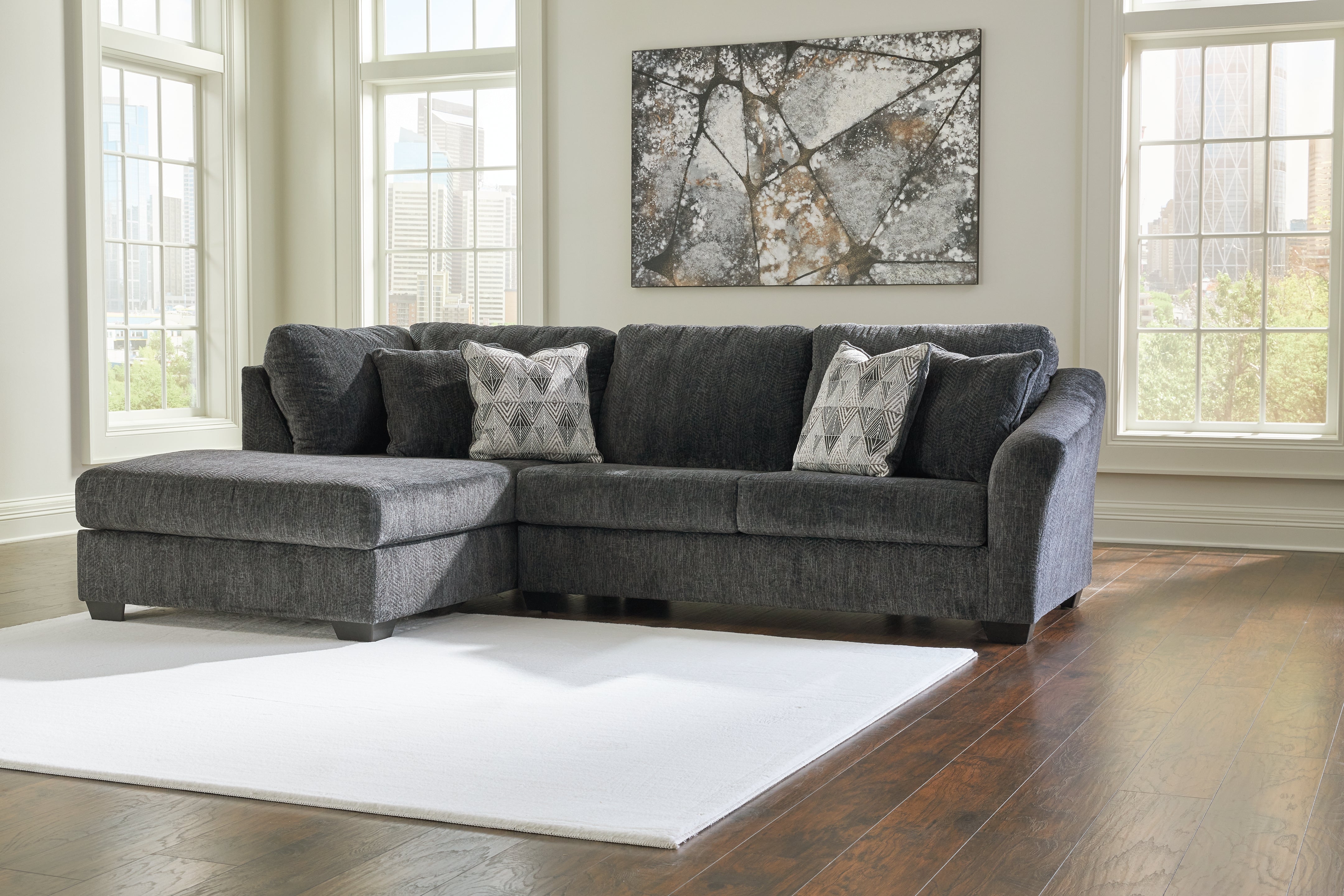 Ashley Furniture - Biddeford Ebony 2 Piece Sectional - Black Fabric - Sectionals - Additional View 1