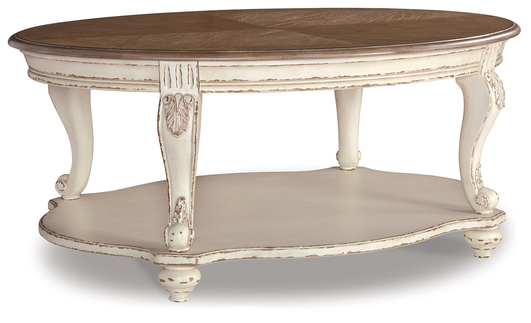 Ashley Furniture - REALYN OVAL COCKTAIL TABLE - Light Brown Wood - Tables