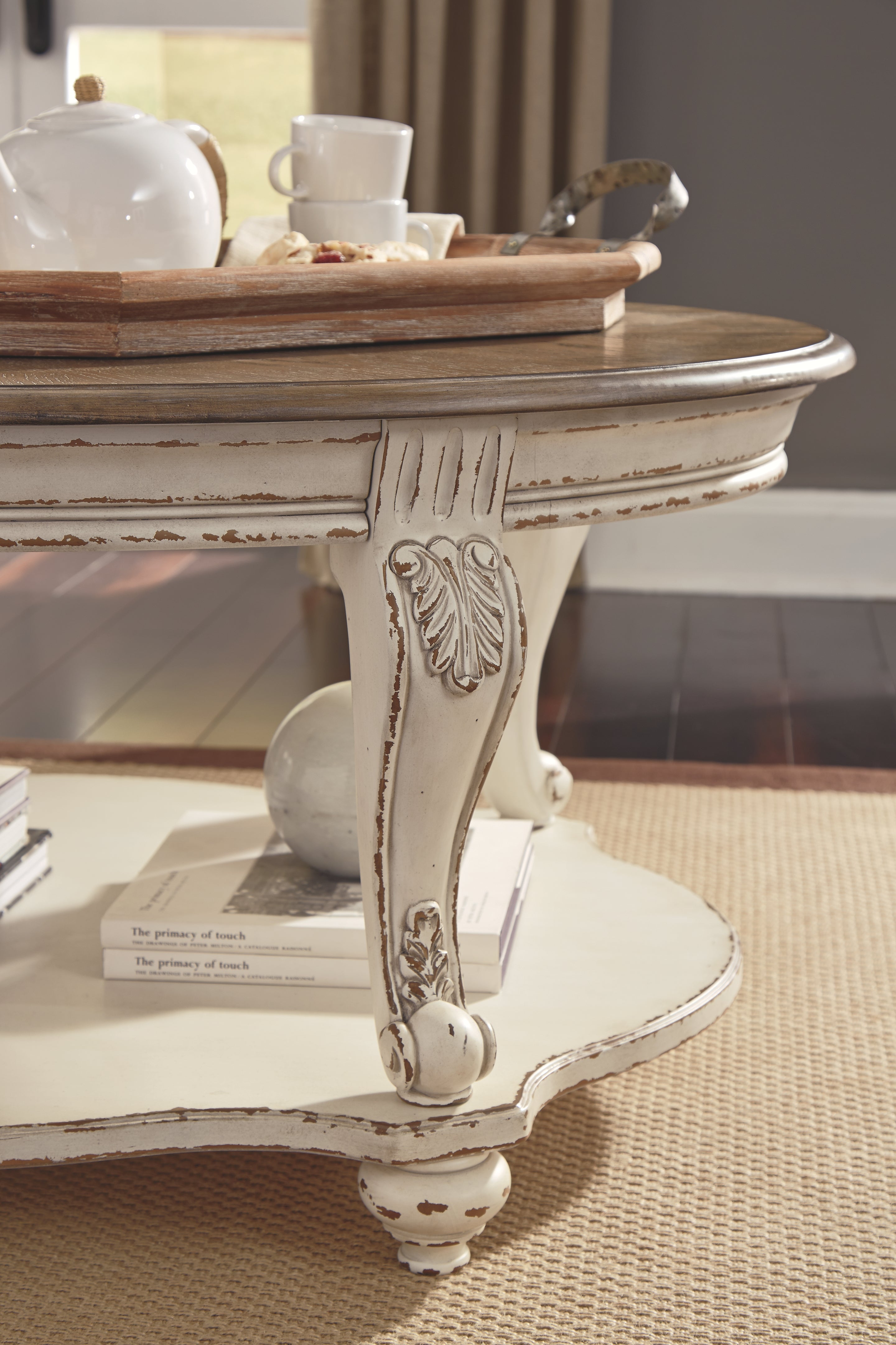Ashley Furniture - REALYN OVAL COCKTAIL TABLE - Light Brown Wood - Tables - Additional View 5