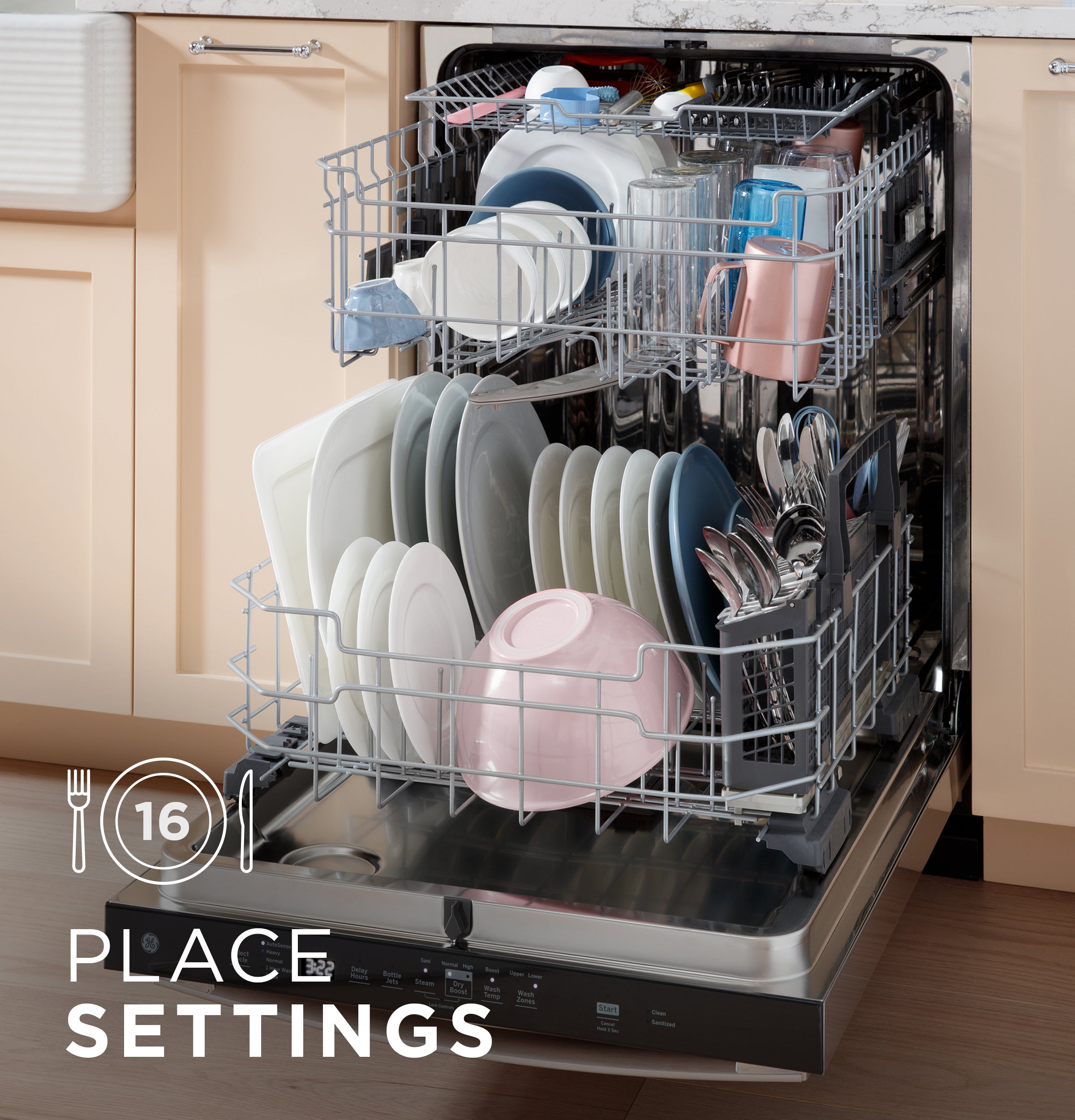 GE WHITE TOP CONTROL STAINLESS STEEL INTERIOR DISHWASHER - Dishwashers - Additional View 15