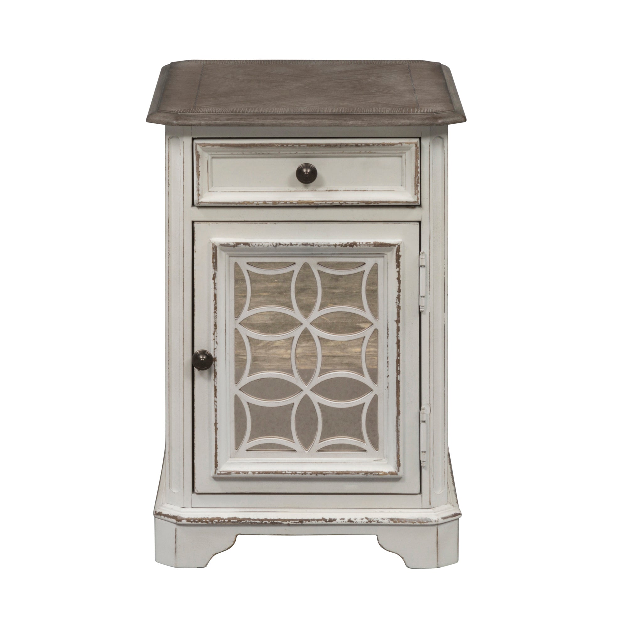 Liberty Furniture - MAGNOLIA MANOR CHAIR SIDE TABLE - White|Dark Brown Wood - Tables