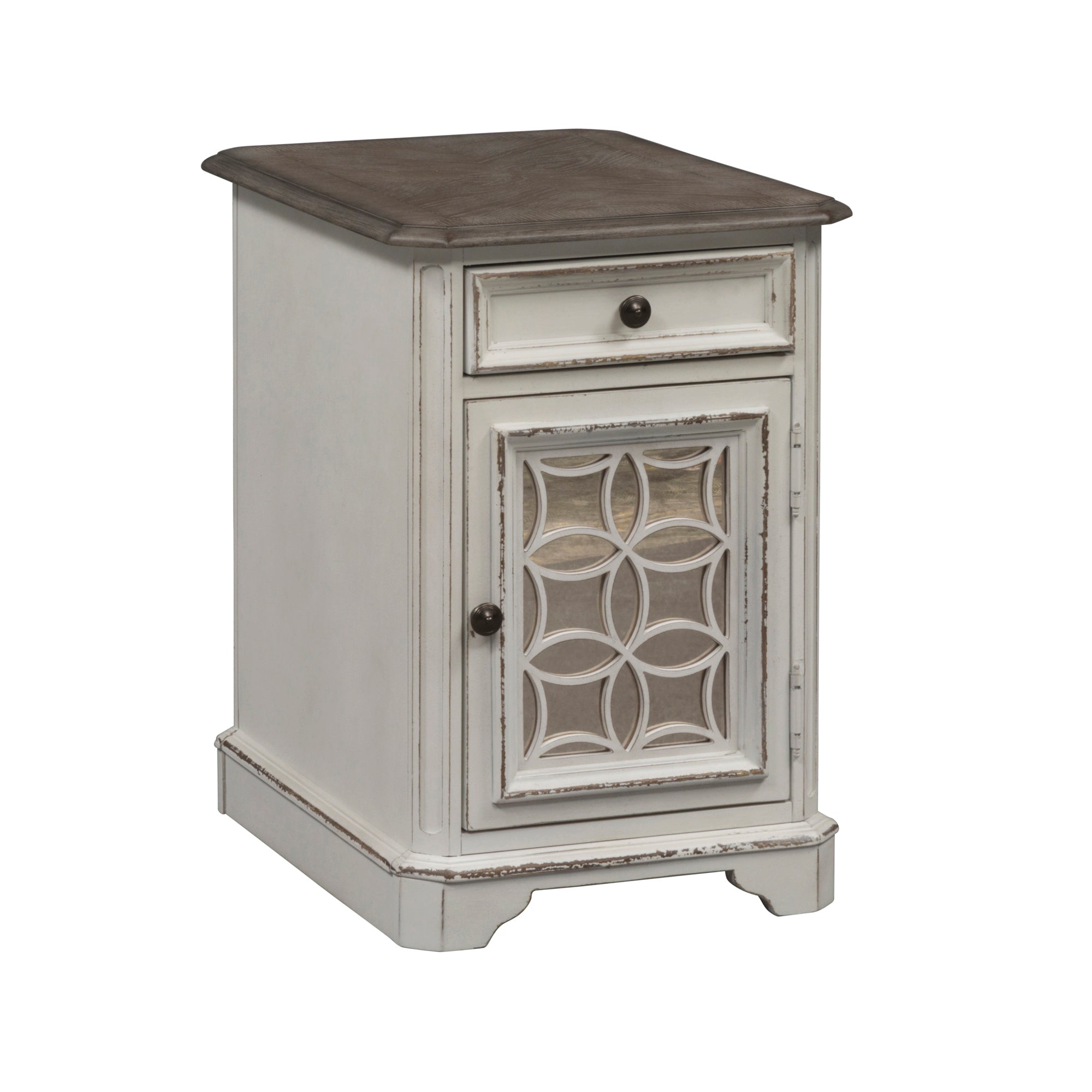 Liberty Furniture - MAGNOLIA MANOR CHAIR SIDE TABLE - White|Dark Brown Wood - Tables - Additional View 2