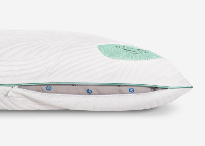Bedgear - Level Transition 0.0 Stomach Sleeper Pillow - White|Green Fabric - Pillows - Additional View 9