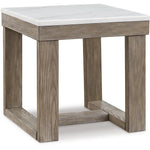Ashley Furniture - LOYASKA END TABLE - Dark Brown Marble/Stone - Tables