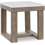 Ashley Furniture - LOYASKA END TABLE - Dark Brown Marble/Stone - Tables