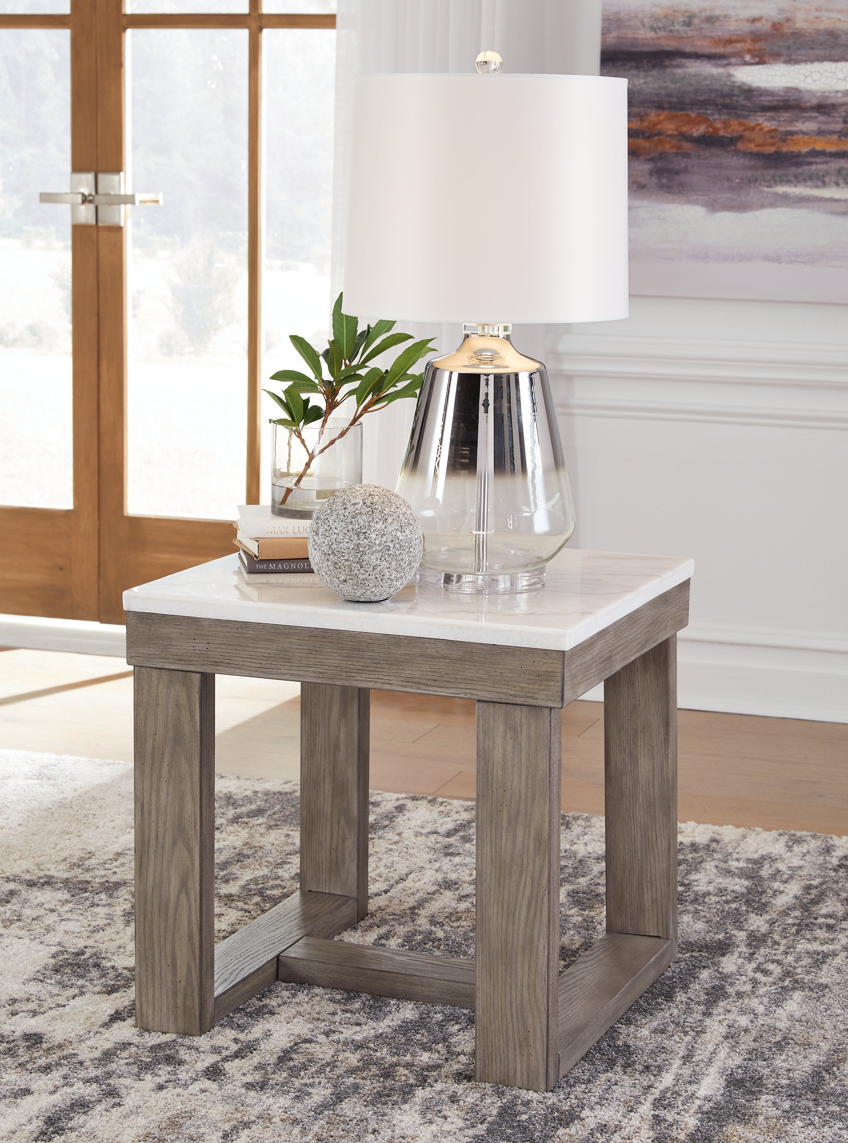 Ashley Furniture - LOYASKA END TABLE - Dark Brown Marble/Stone - Tables - Additional View 1