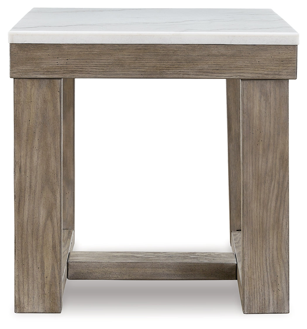 Ashley Furniture - LOYASKA END TABLE - Dark Brown Marble/Stone - Tables - Additional View 2