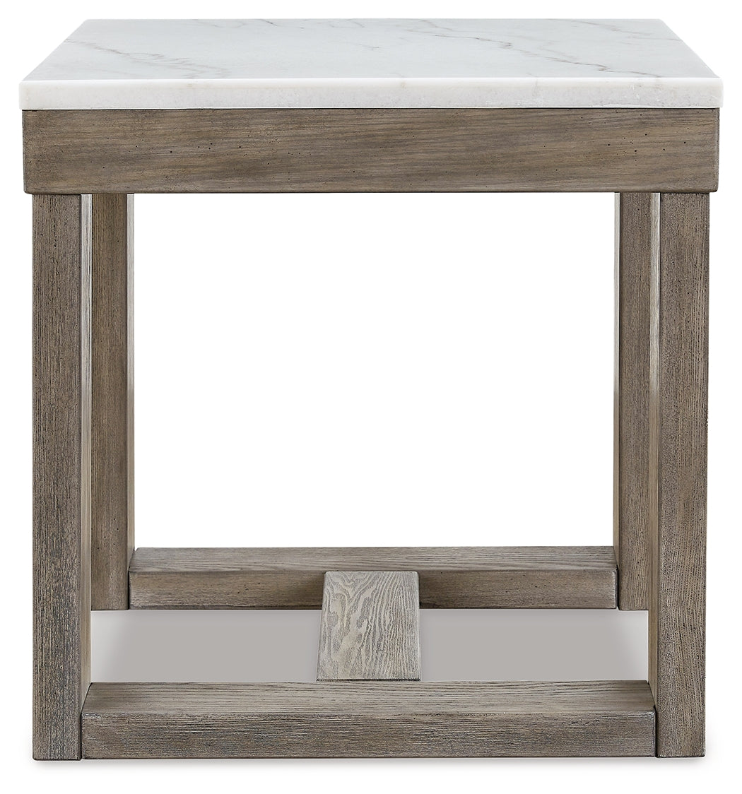 Ashley Furniture - LOYASKA END TABLE - Dark Brown Marble/Stone - Tables - Additional View 3