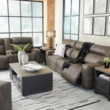 Game Plan Concrete Leather 2P Power Loveseat With Console