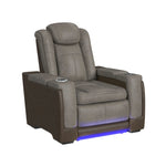 Elements International - LANTANA ROCKY GREY/BROWN 2P POWER RECLINER - Gray Faux Leather - Chairs - Additional View 1