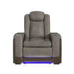 Elements International - LANTANA ROCKY GREY/BROWN 2P POWER RECLINER - Gray Faux Leather - Chairs - Additional View 3