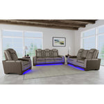 Elements International - LANTANA ROCKY GREY/BROWN 2P POWER RECLINER - Gray Faux Leather - Chairs - Additional View 4
