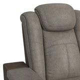 Elements International - LANTANA ROCKY GREY/BROWN 2P POWER RECLINER - Gray Faux Leather - Chairs - Additional View 7