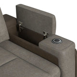 Elements International - LANTANA ROCKY GREY/BROWN 2P POWER RECLINER - Gray Faux Leather - Chairs - Additional View 8