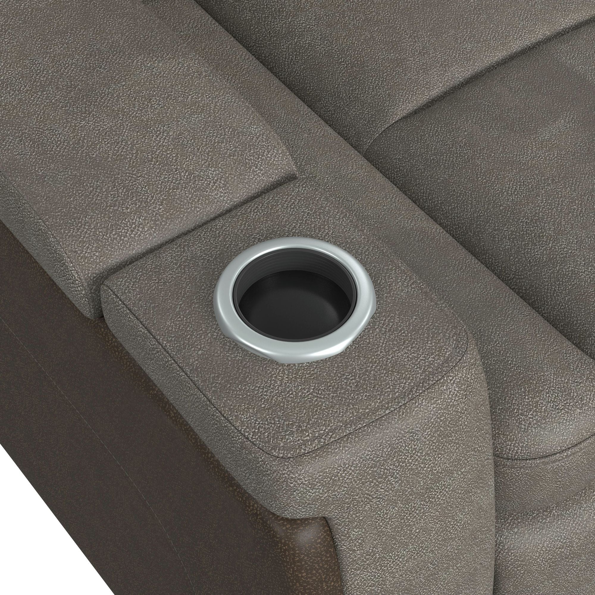 Elements International - LANTANA ROCKY GREY/BROWN 2P POWER RECLINER - Gray Faux Leather - Chairs - Additional View 9