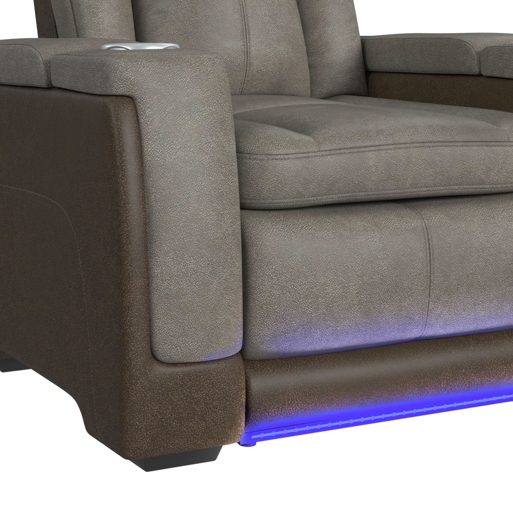 Elements International - LANTANA ROCKY GREY/BROWN 2P POWER RECLINER - Gray Faux Leather - Chairs - Additional View 10