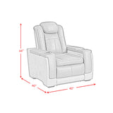 Elements International - LANTANA ROCKY GREY/BROWN 2P POWER RECLINER - Gray Faux Leather - Chairs - Additional View 12