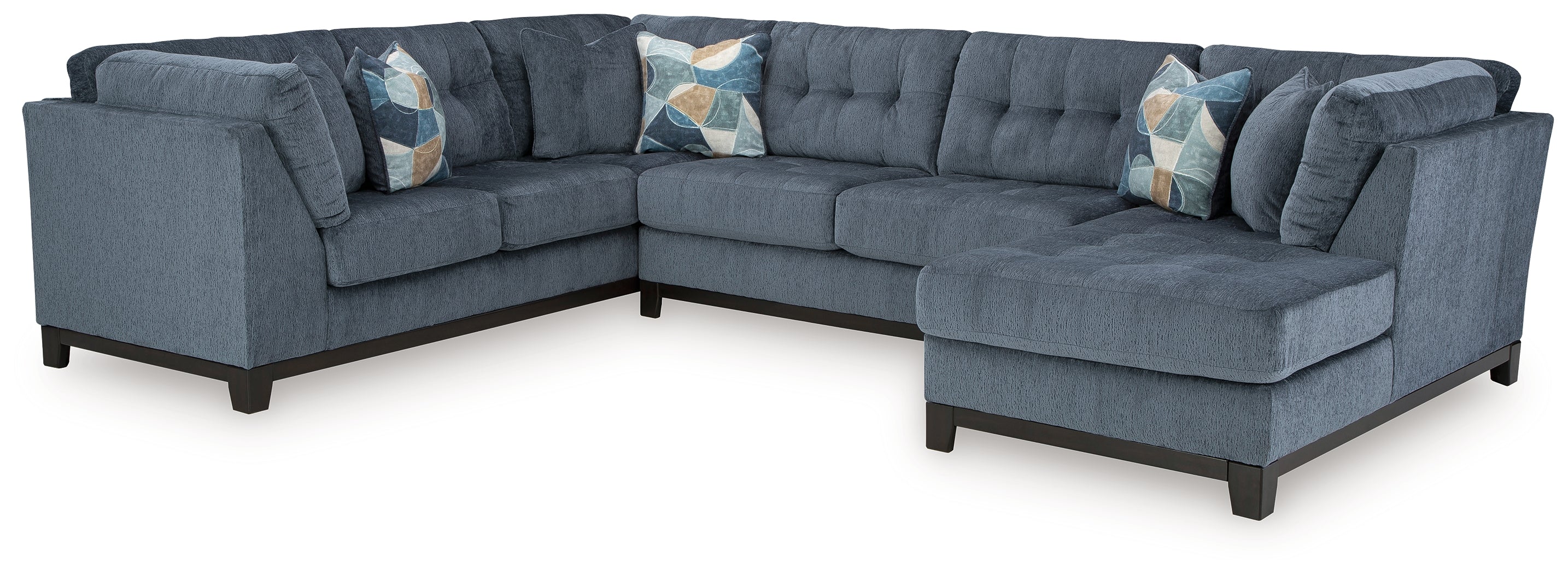 Ashley Furniture - MAXON PLACE NAVY 3 PIECE SECTIONAL - Blue Fabric - Sectionals