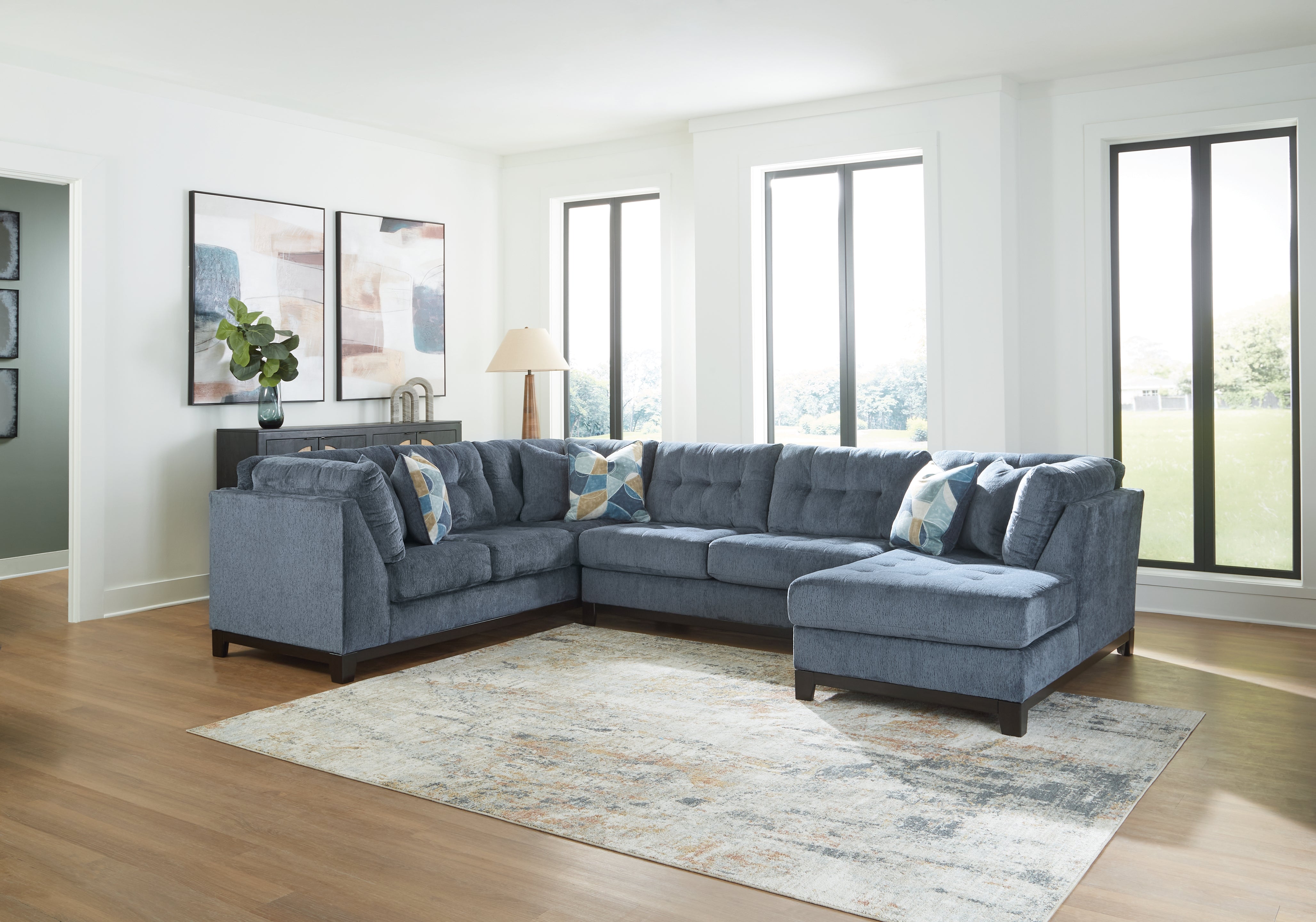 Ashley Furniture - MAXON PLACE NAVY 3 PIECE SECTIONAL - Blue Fabric - Sectionals - Additional View 3