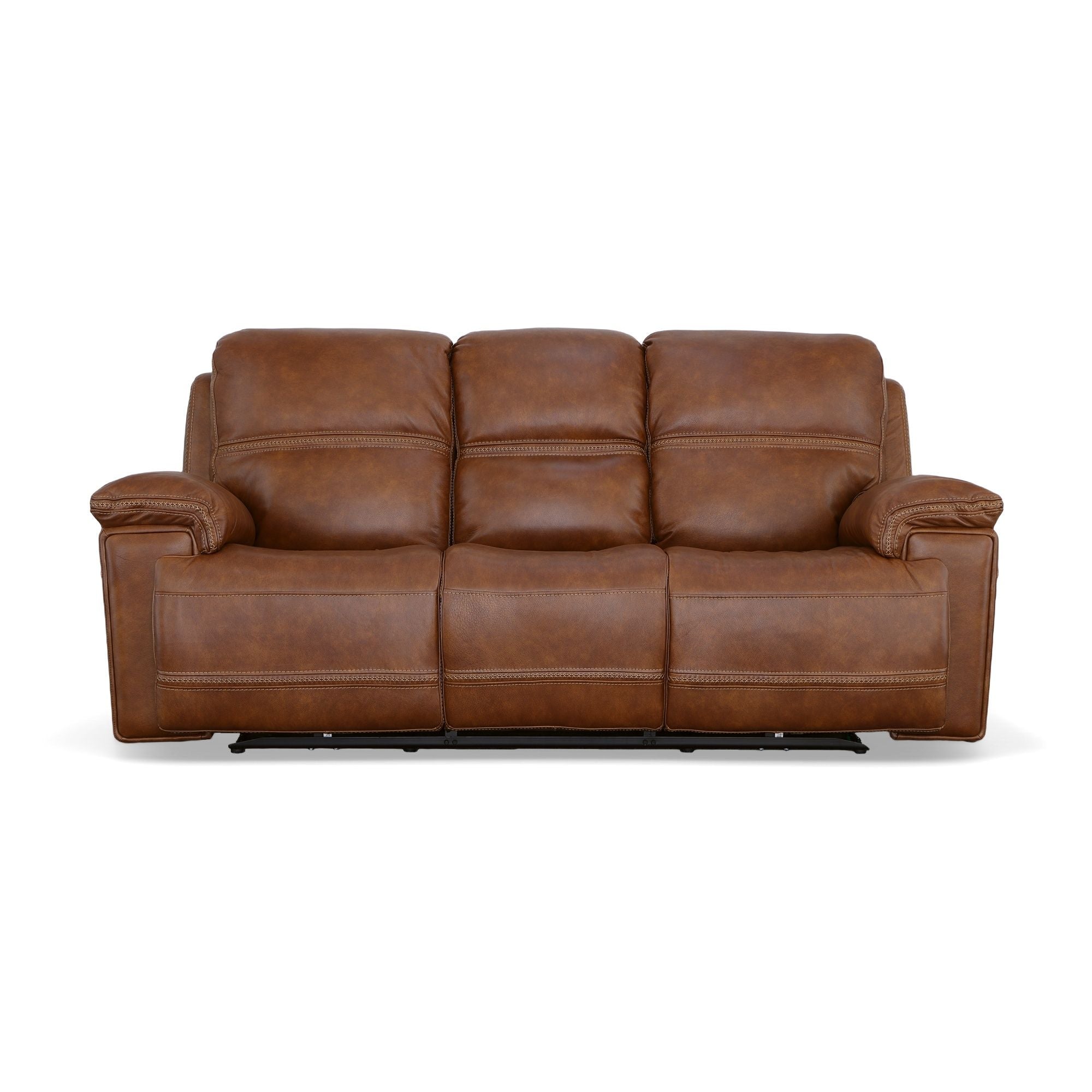 Flexsteel - FENWICK POWER RECLINING SADDLE SOFA P2 - Light Brown Leather - Sofas