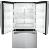 GE STAINLESS 27CU FINGERPRINT RESISTANT FRENCH DOOR REFRIGERATOR - Pearl Silver - Refrigerators - Additional View 2