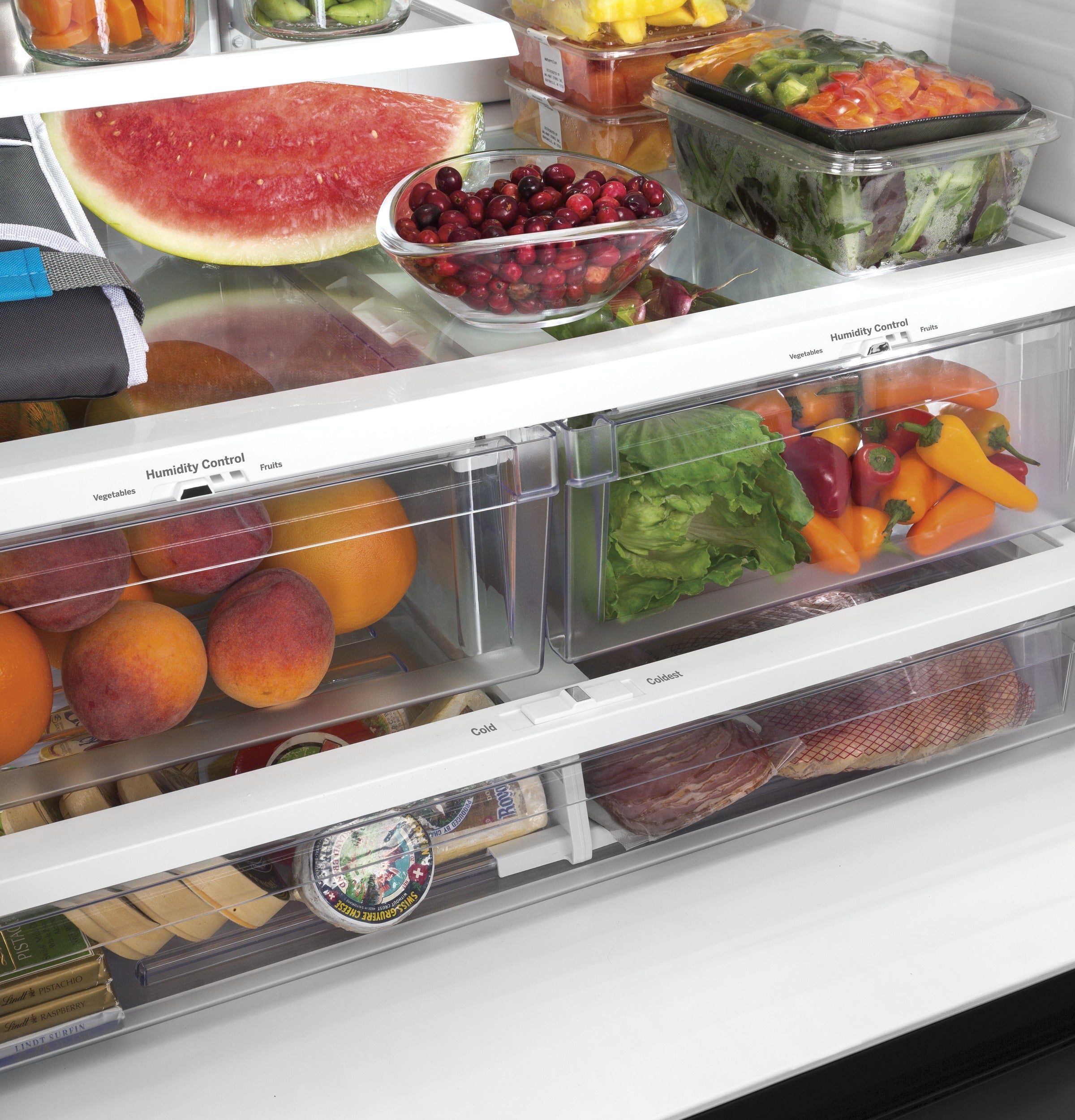GE STAINLESS 27CU FINGERPRINT RESISTANT FRENCH DOOR REFRIGERATOR - Pearl Silver - Refrigerators - Additional View 11