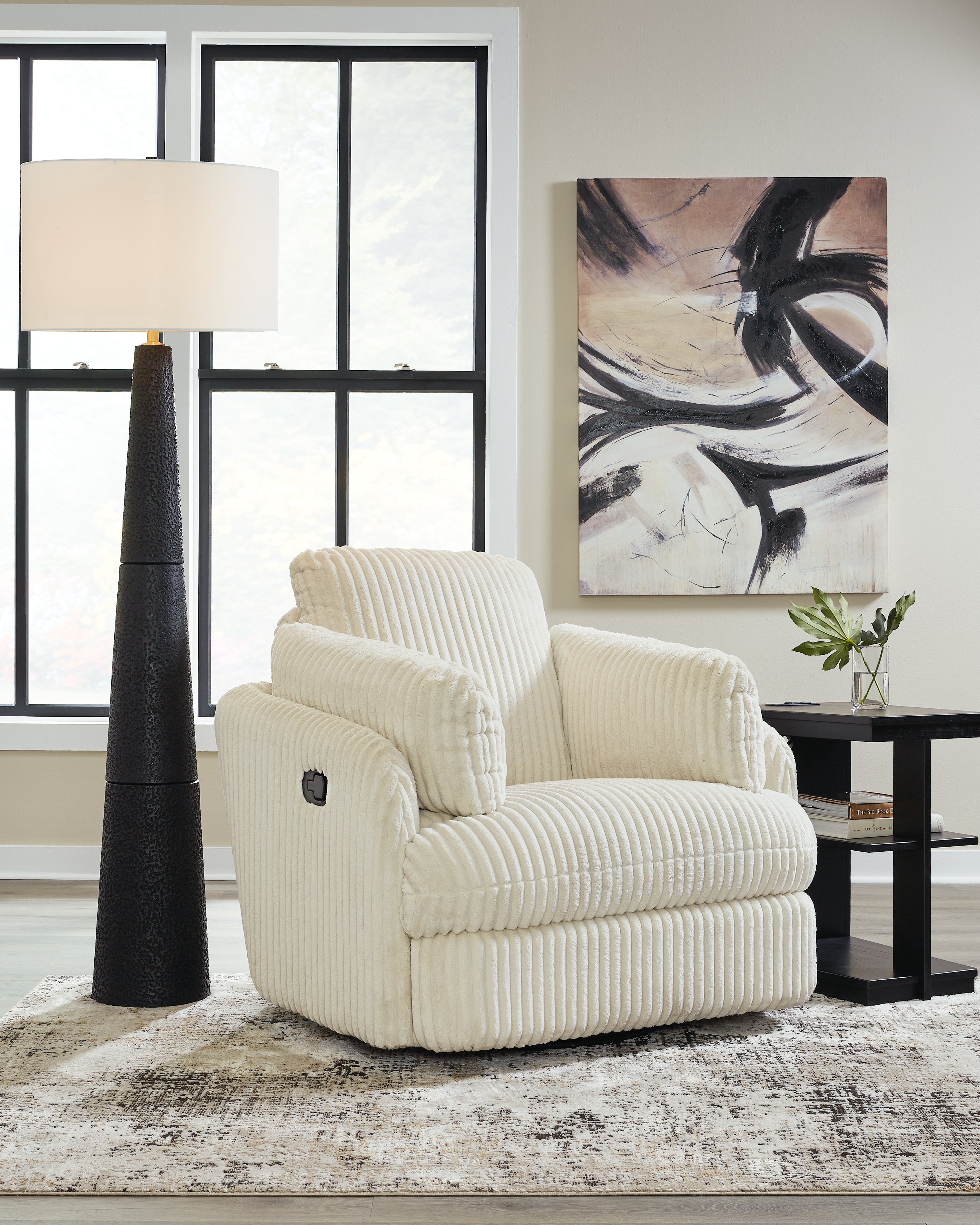 Ashley Furniture - TIE-BREAKER IVORY SWIVEL GLIDER RECLINER - White Fabric - Recliners - Additional View 1